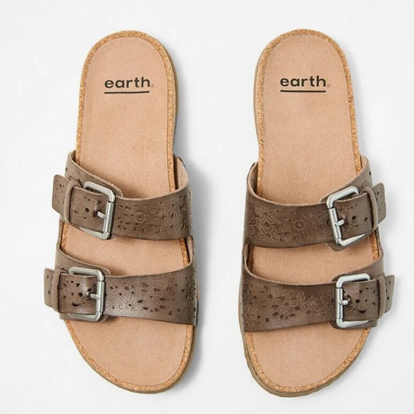 earth perforated sandals